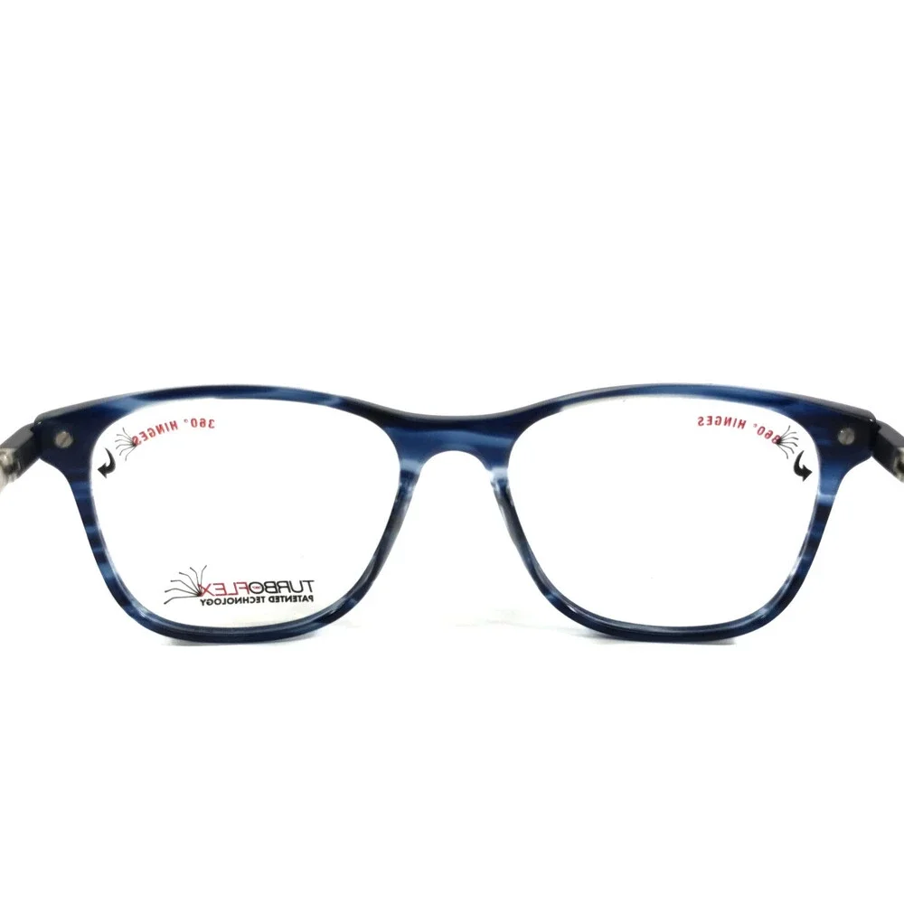 Turboflex Eyeglasses Frames MOD EC555 50 Blue Gray Striped Black 48-16-130